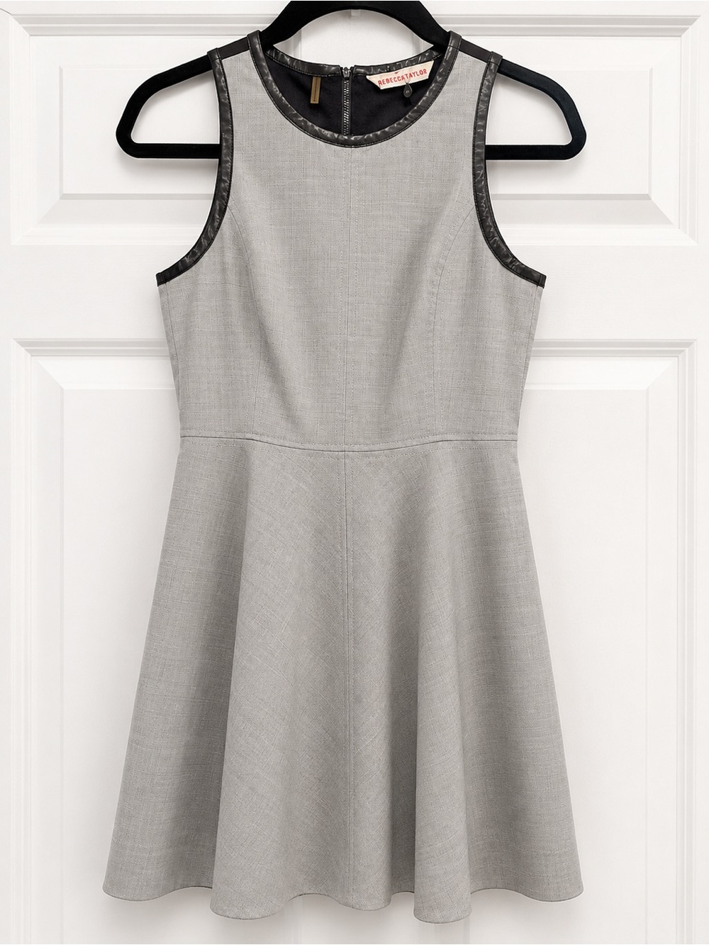 Rebecca Taylor Gray Dress with Leather Trim Size 2 EUC